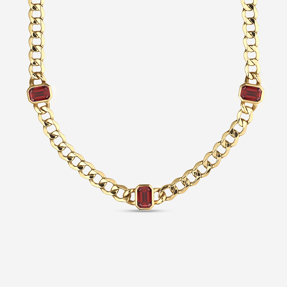 Additional Image 1 for  9x6 mm Emerald Cut Lab Grown Ruby Necklace