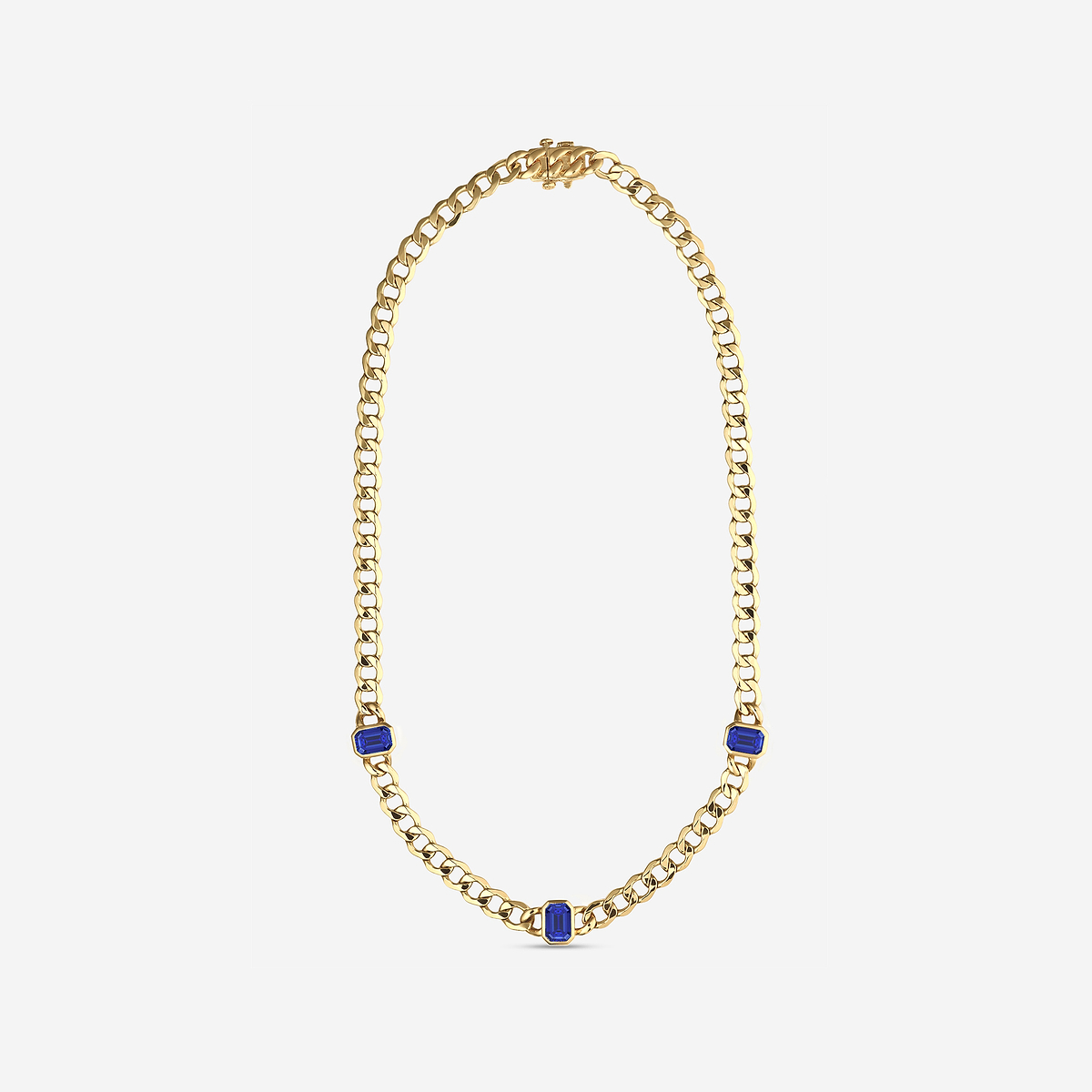 Additional Image 3 for  9x6 mm Emerald Cut Lab Grown Sapphire Necklace