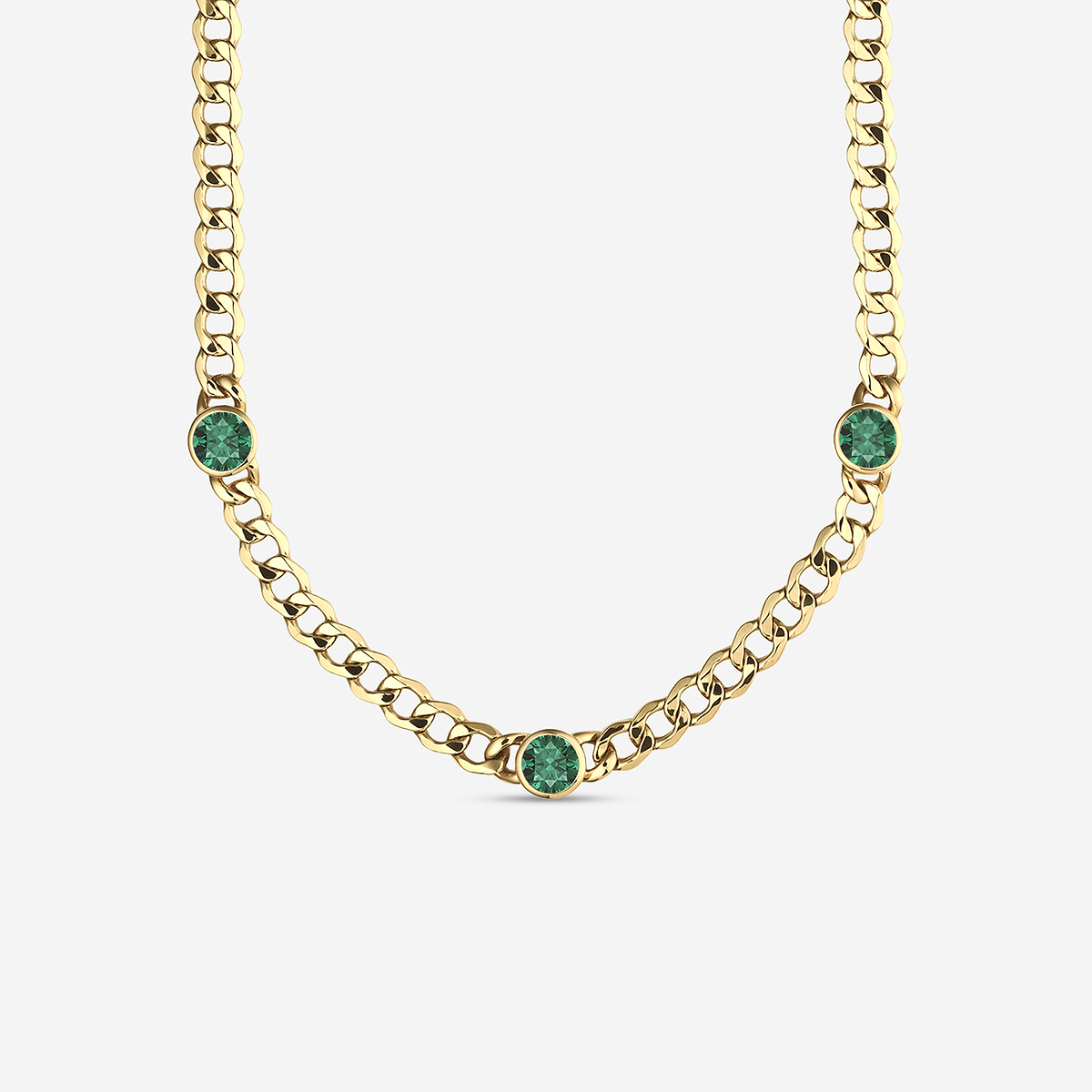 8 mm Round Cut Lab Grown Emerald Necklace