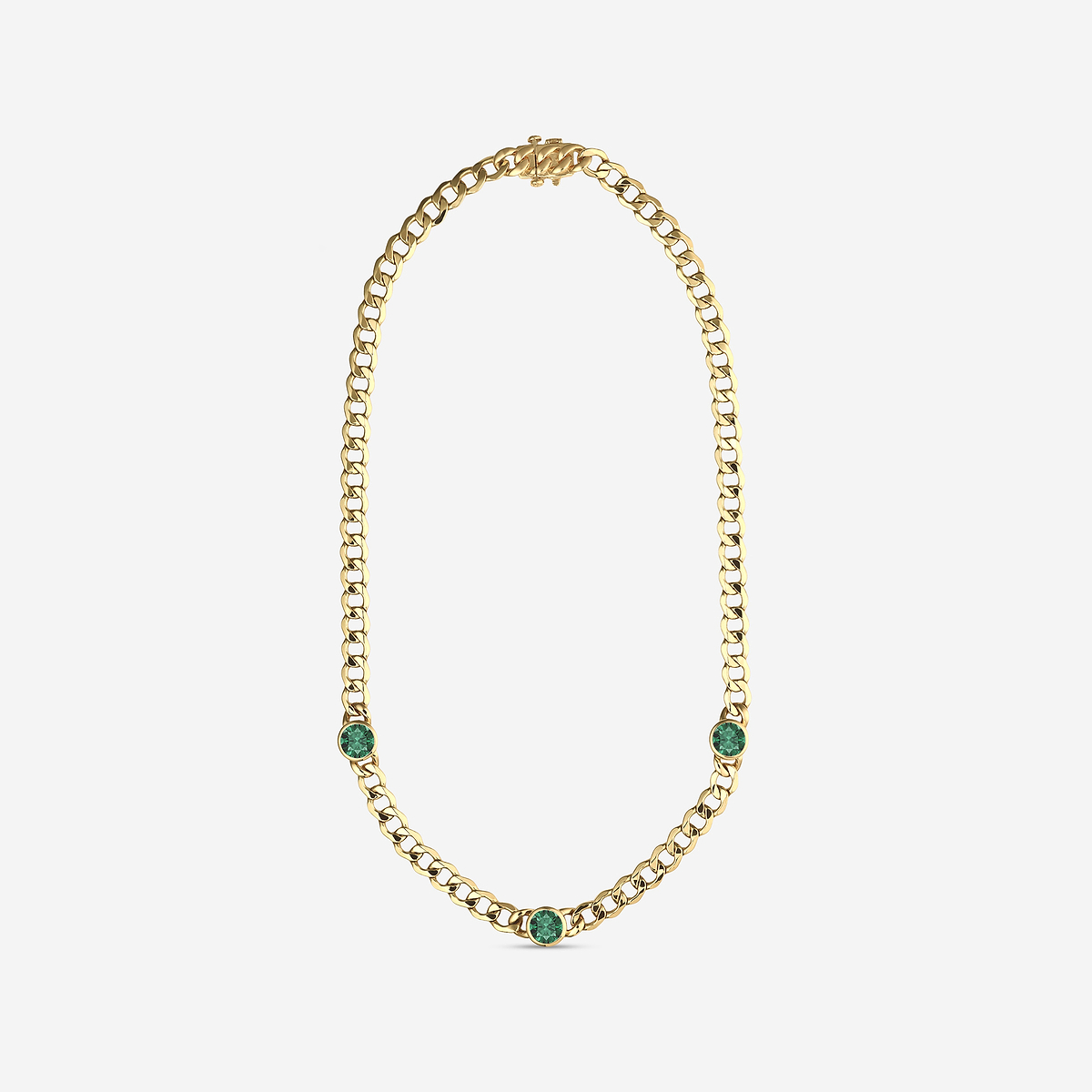 Additional Image 3 for  8 mm Round Cut Lab Grown Emerald Necklace