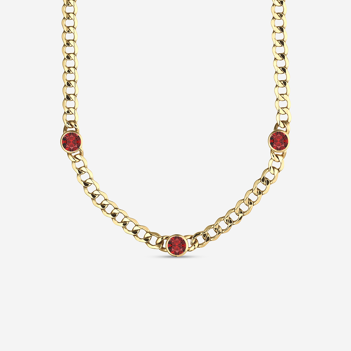 8 mm Round Cut Lab Grown Ruby Necklace