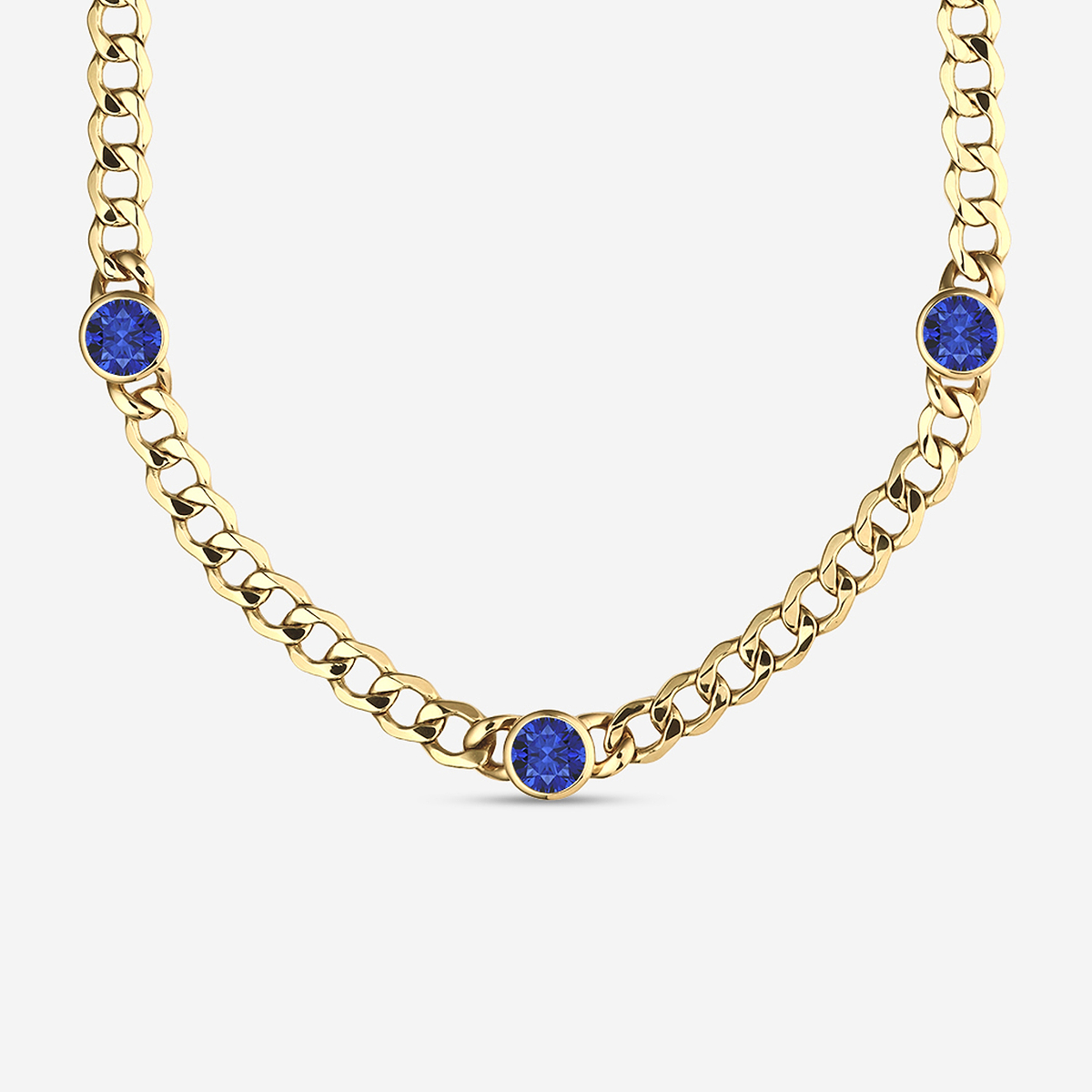Additional Image 1 for  8 mm Round Cut Lab Grown Sapphire Necklace