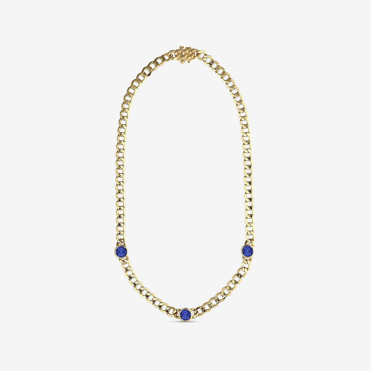 Additional Image 3 for  8 mm Round Cut Lab Grown Sapphire Necklace
