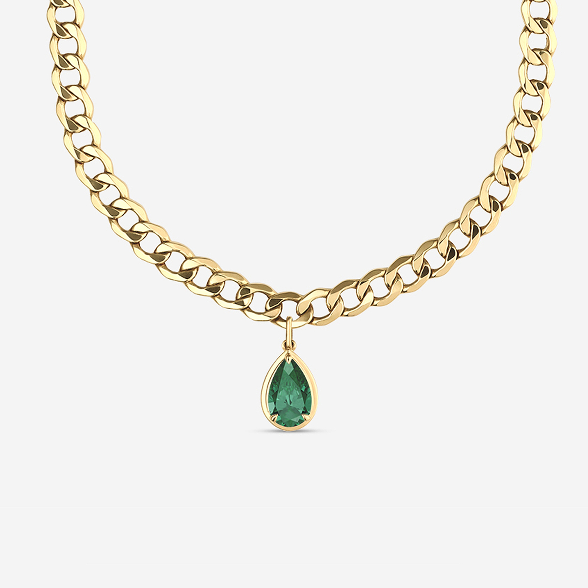 Additional Image 1 for  12x8 mm Pear Cut Lab Grown Emerald Solitaire Necklace