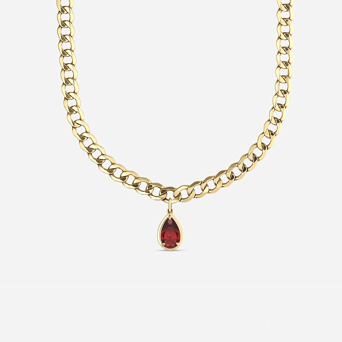 12x8 mm Pear Cut Lab Grown Ruby Solitaire Necklace