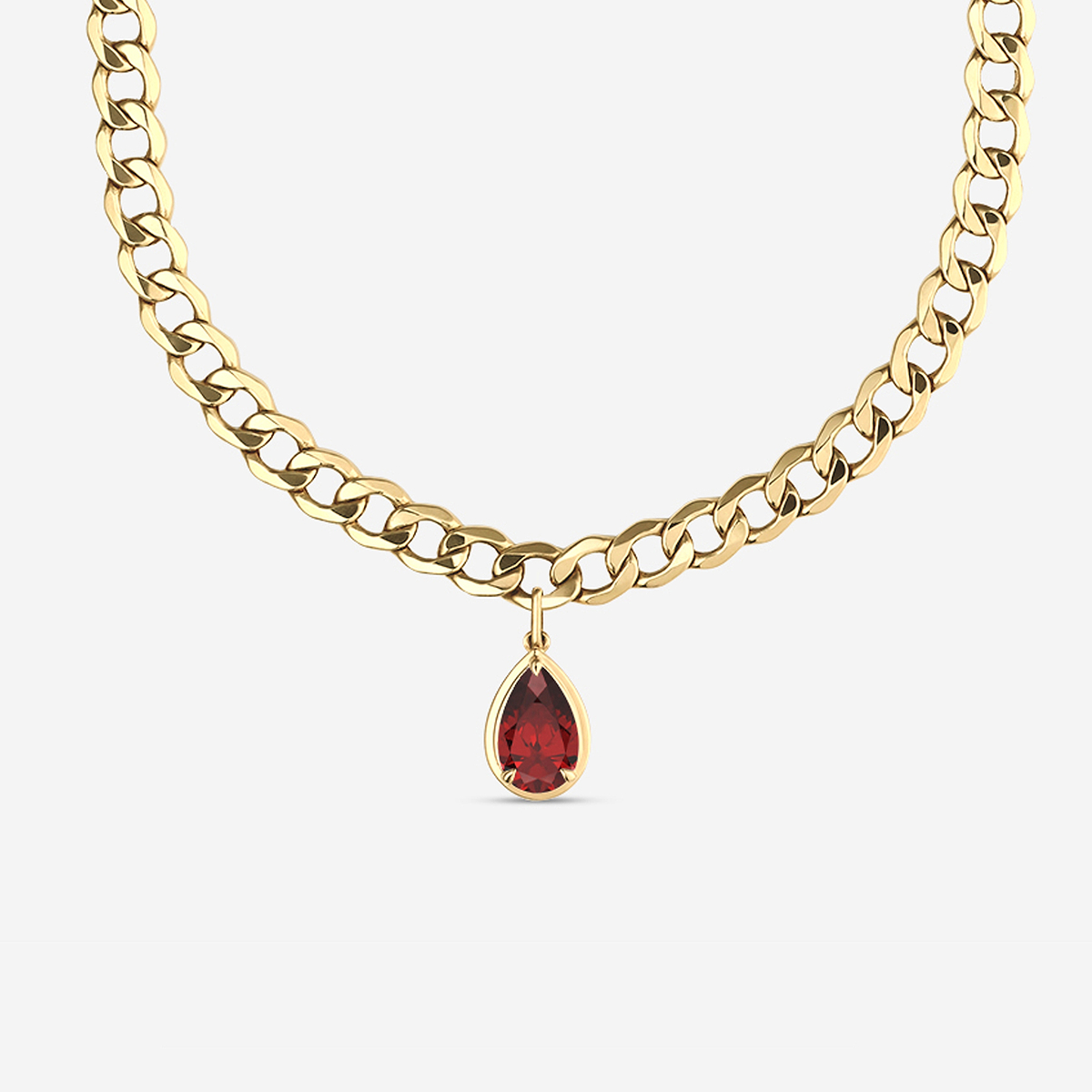 Additional Image 1 for  12x8 mm Pear Cut Lab Grown Ruby Solitaire Necklace