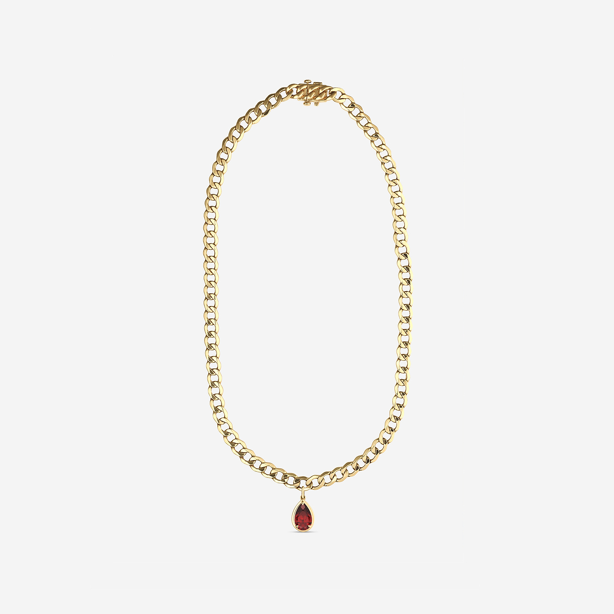 Additional Image 3 for  12x8 mm Pear Cut Lab Grown Ruby Solitaire Necklace
