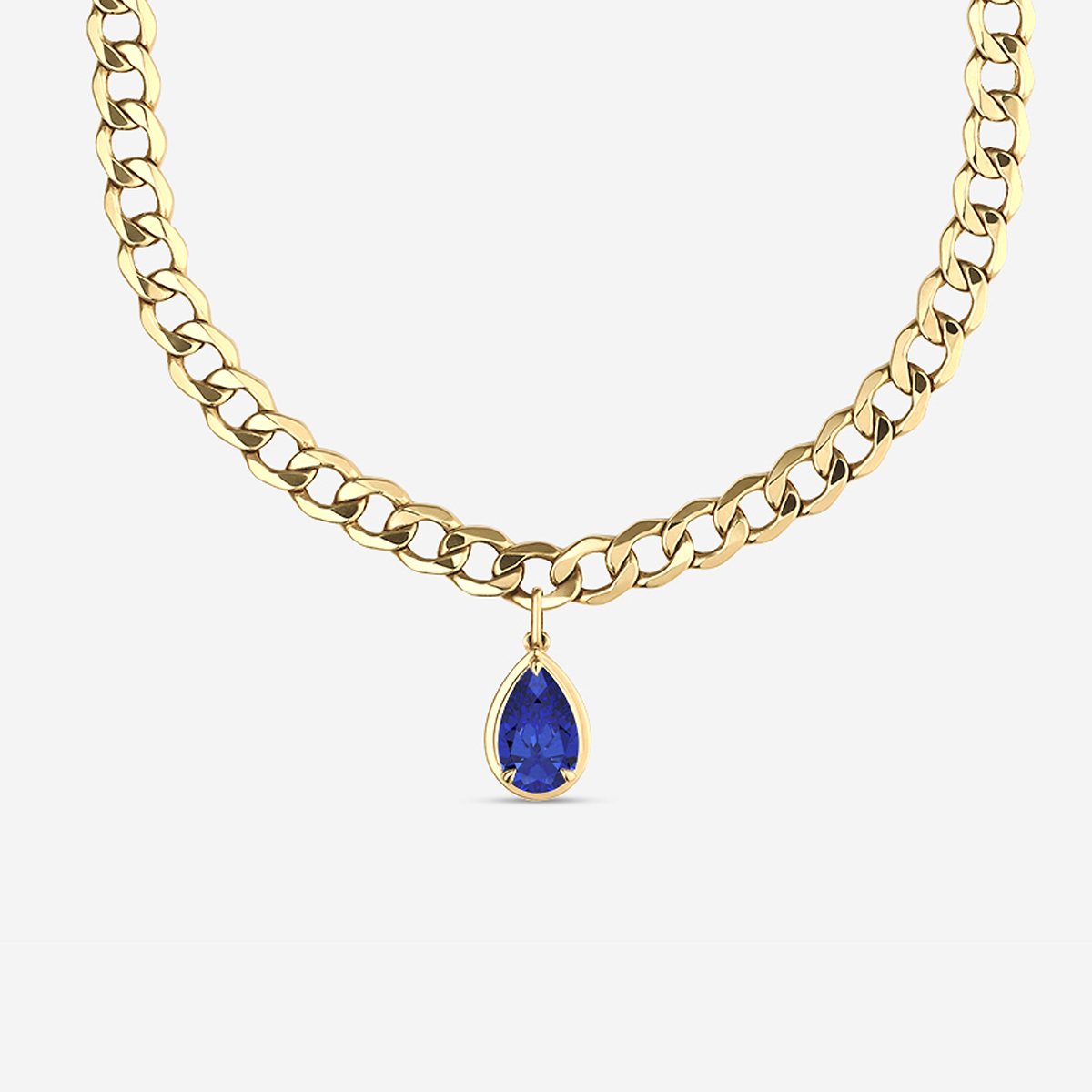 Additional Image 1 for  12x8 mm Pear Cut Lab Grown Sapphire Solitaire Necklace
