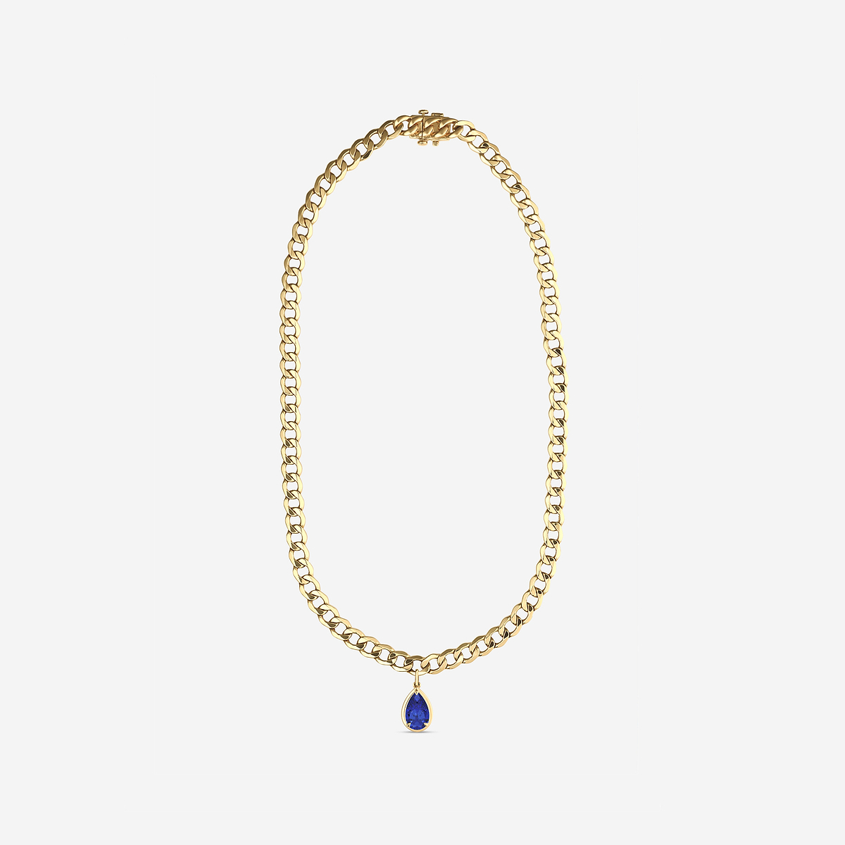 Additional Image 3 for  12x8 mm Pear Cut Lab Grown Sapphire Solitaire Necklace