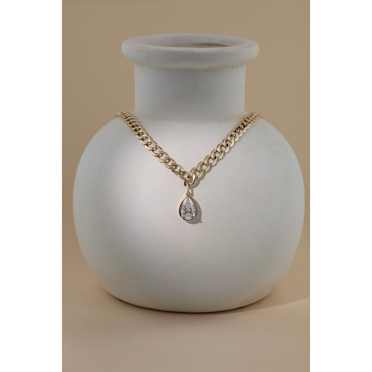 Additional Image 2 for  12x8 mm Pear Cut Lab Grown Sapphire Solitaire Necklace