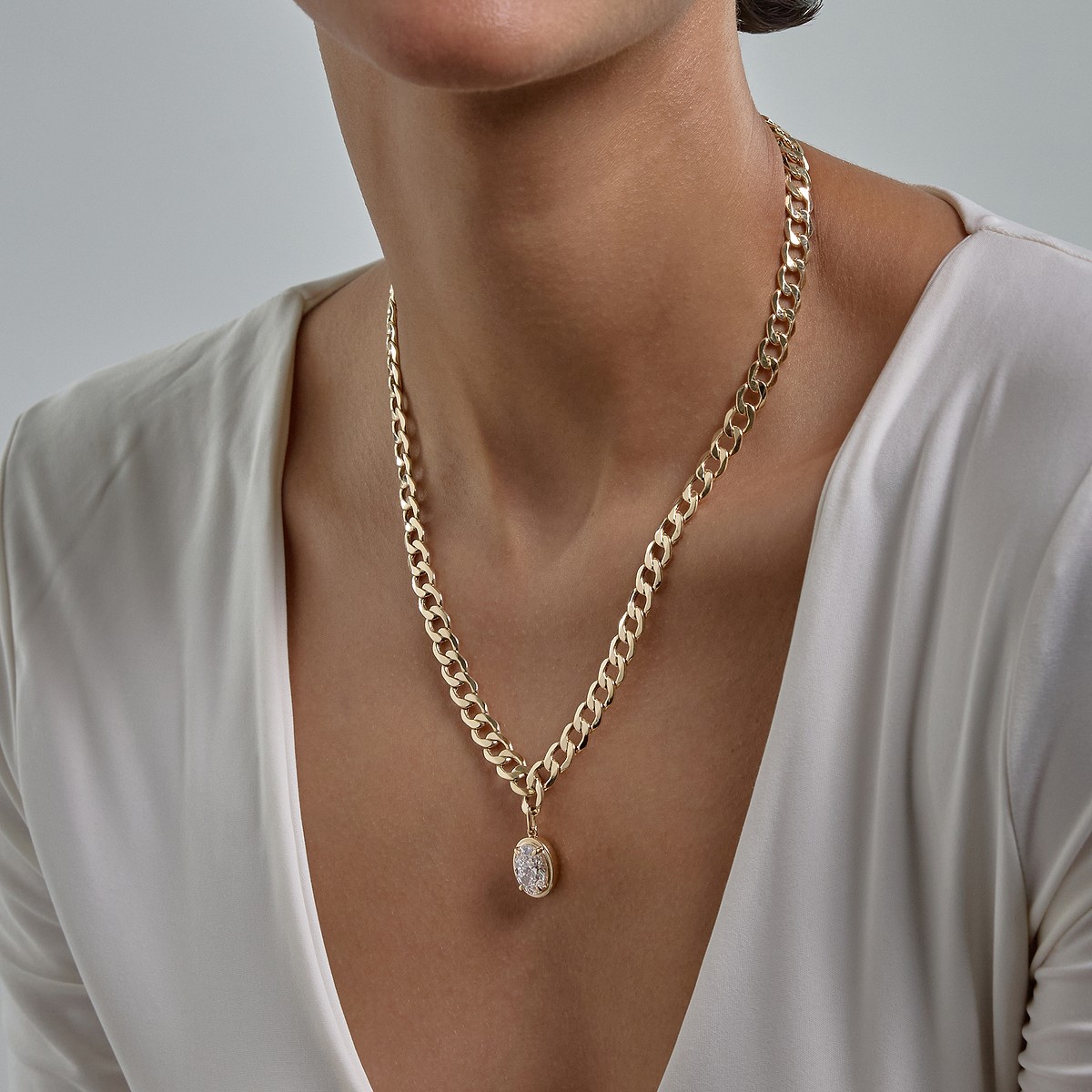 3 ctw Oval Lab Grown Diamond Solitaire Necklace