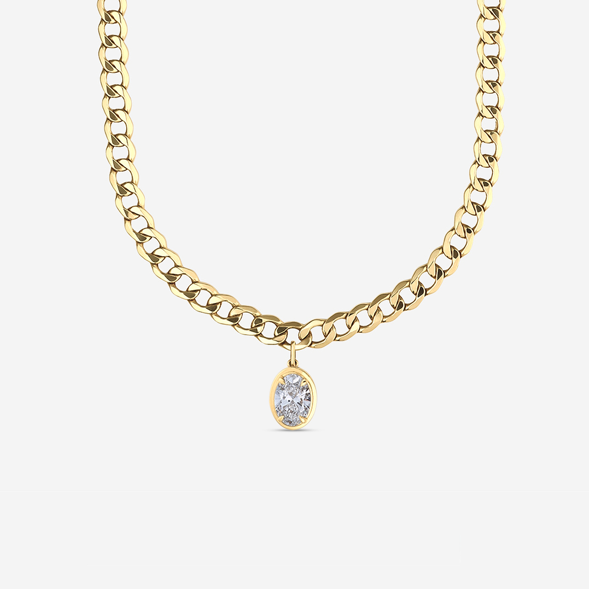 3 ctw Oval Lab Grown Diamond Solitaire Necklace