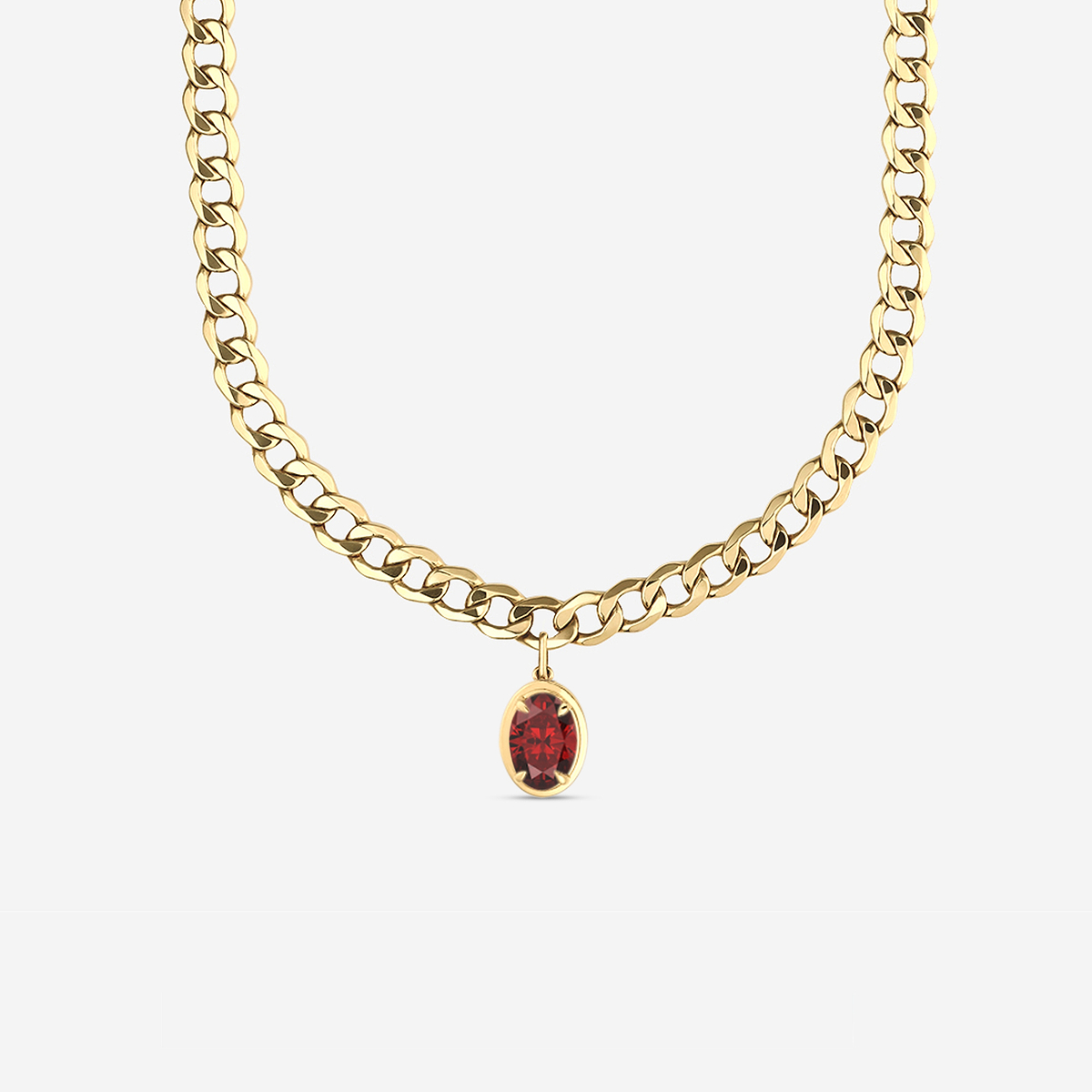 12x8 mm Oval Cut Lab Grown Ruby Solitaire Necklace