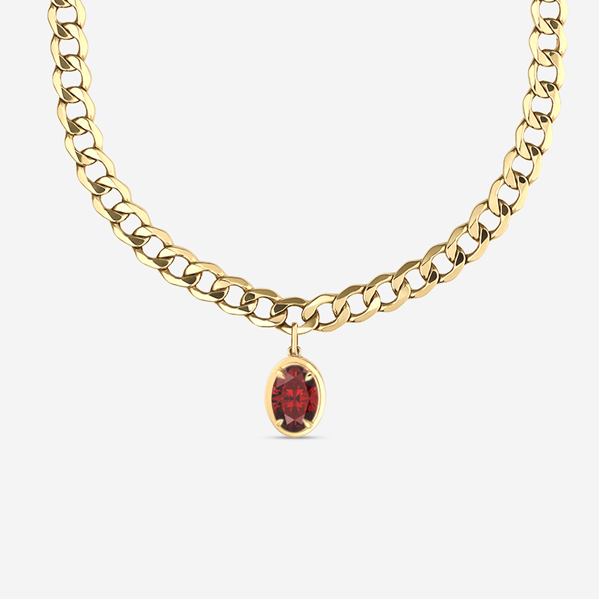 Additional Image 1 for  12x8 mm Oval Cut Lab Grown Ruby Solitaire Necklace
