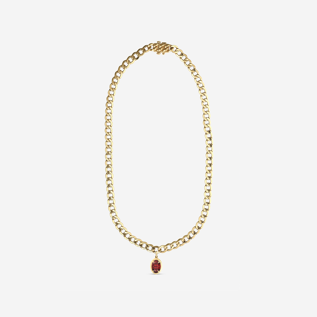 Additional Image 3 for  12x8 mm Oval Cut Lab Grown Ruby Solitaire Necklace