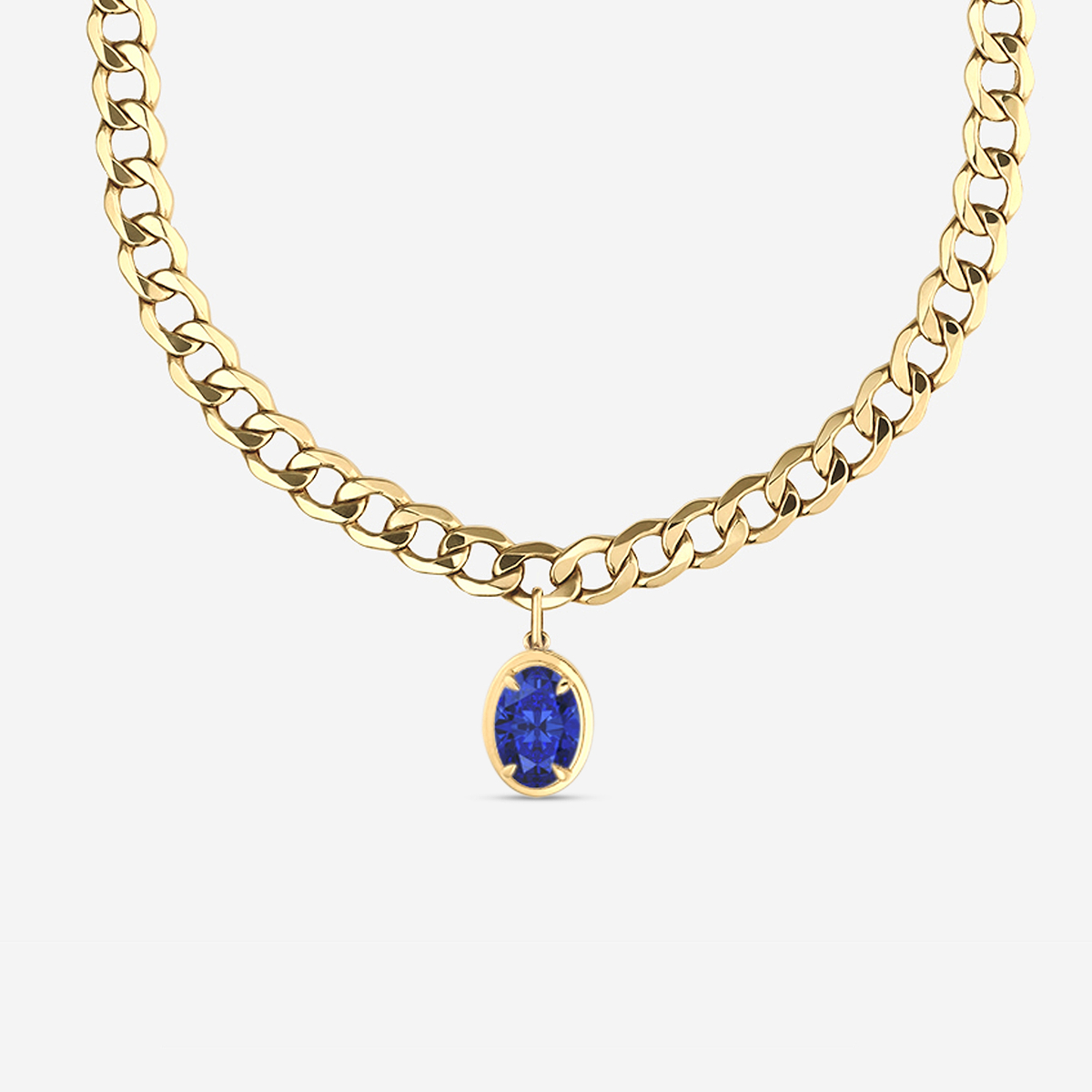 Additional Image 1 for  12x8 mm Oval Cut Lab Grown Sapphire Solitaire Necklace