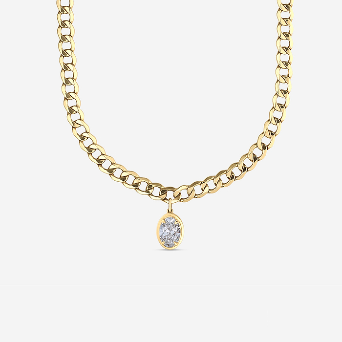 3 ctw Oval Lab Grown Diamond Solitaire Necklace