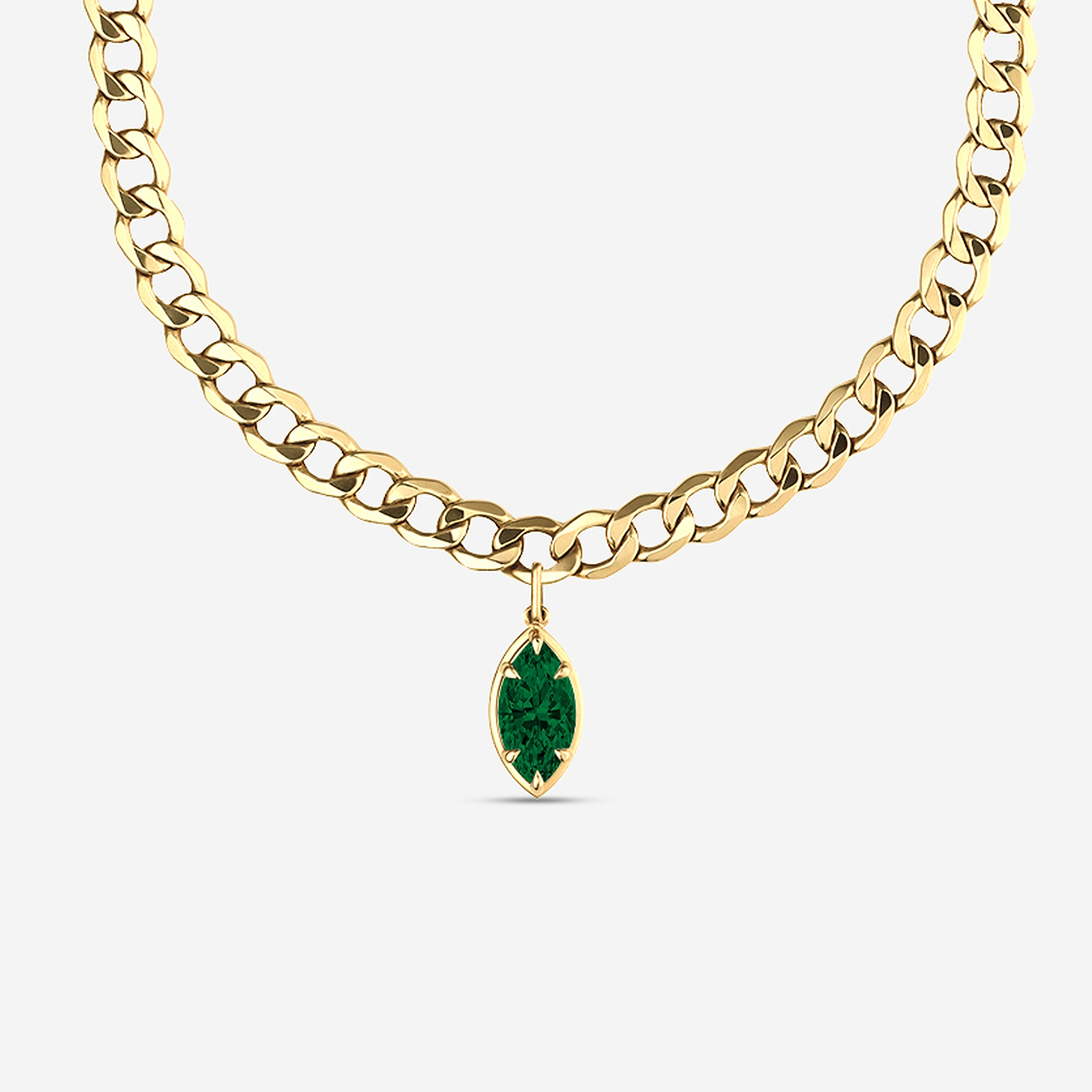 15x8 mm Marquise Cut Lab Grown Emerald Solitaire Necklace