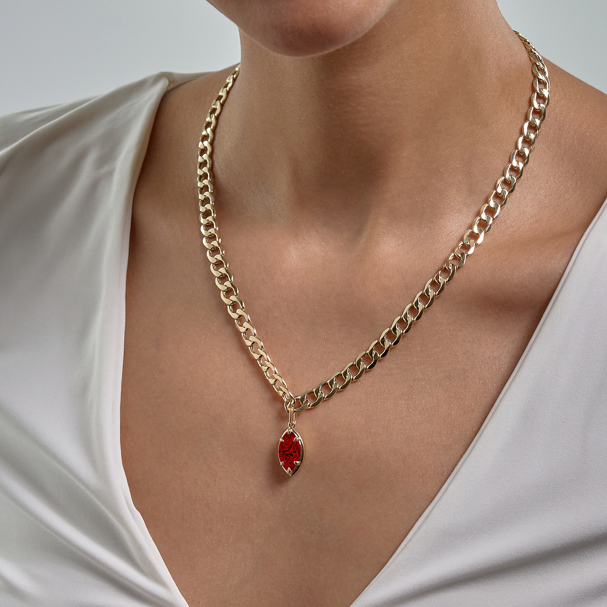 15x8 mm Marquise Cut Lab Grown Ruby Solitaire Necklace