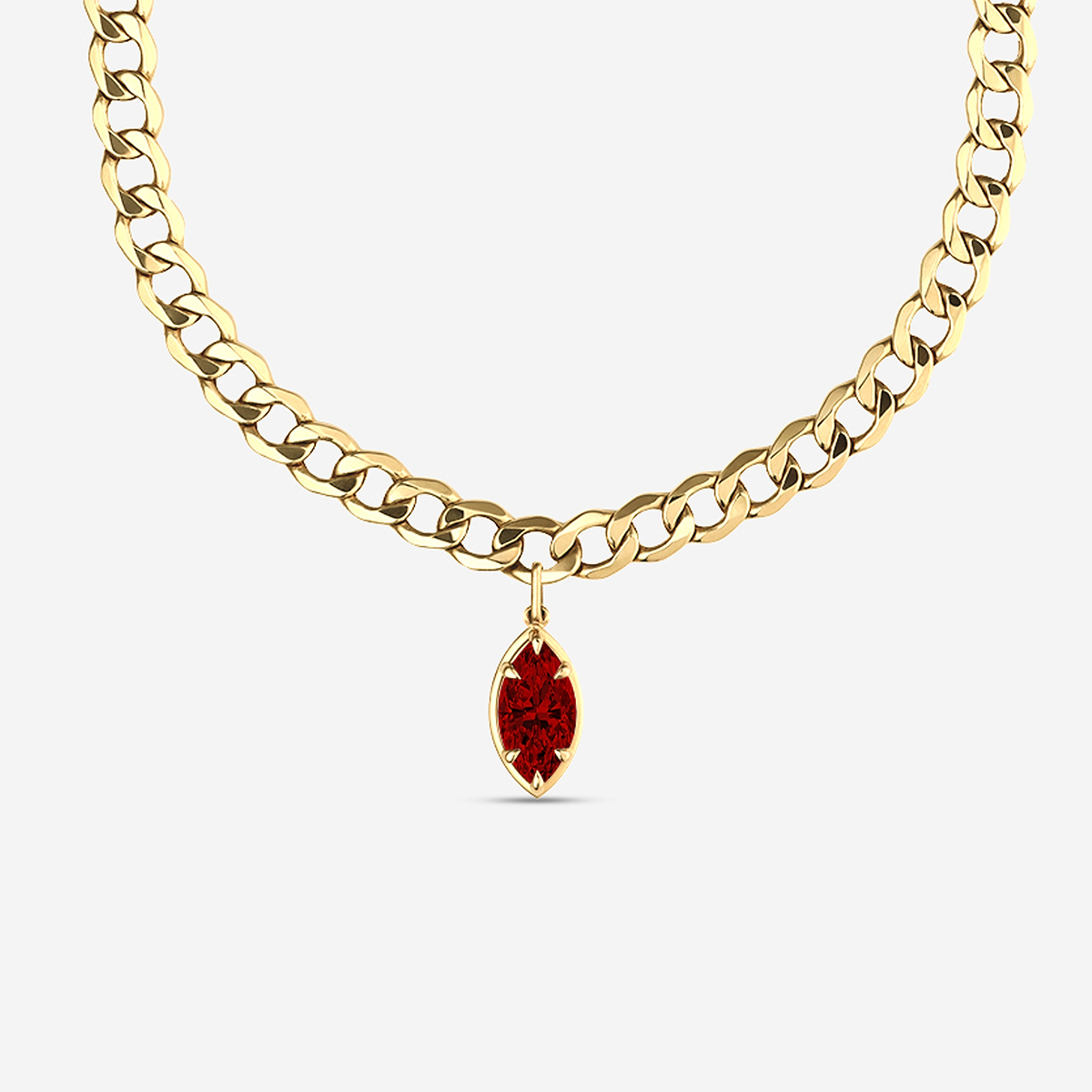 Additional Image 1 for  15x8 mm Marquise Cut Lab Grown Ruby Solitaire Necklace