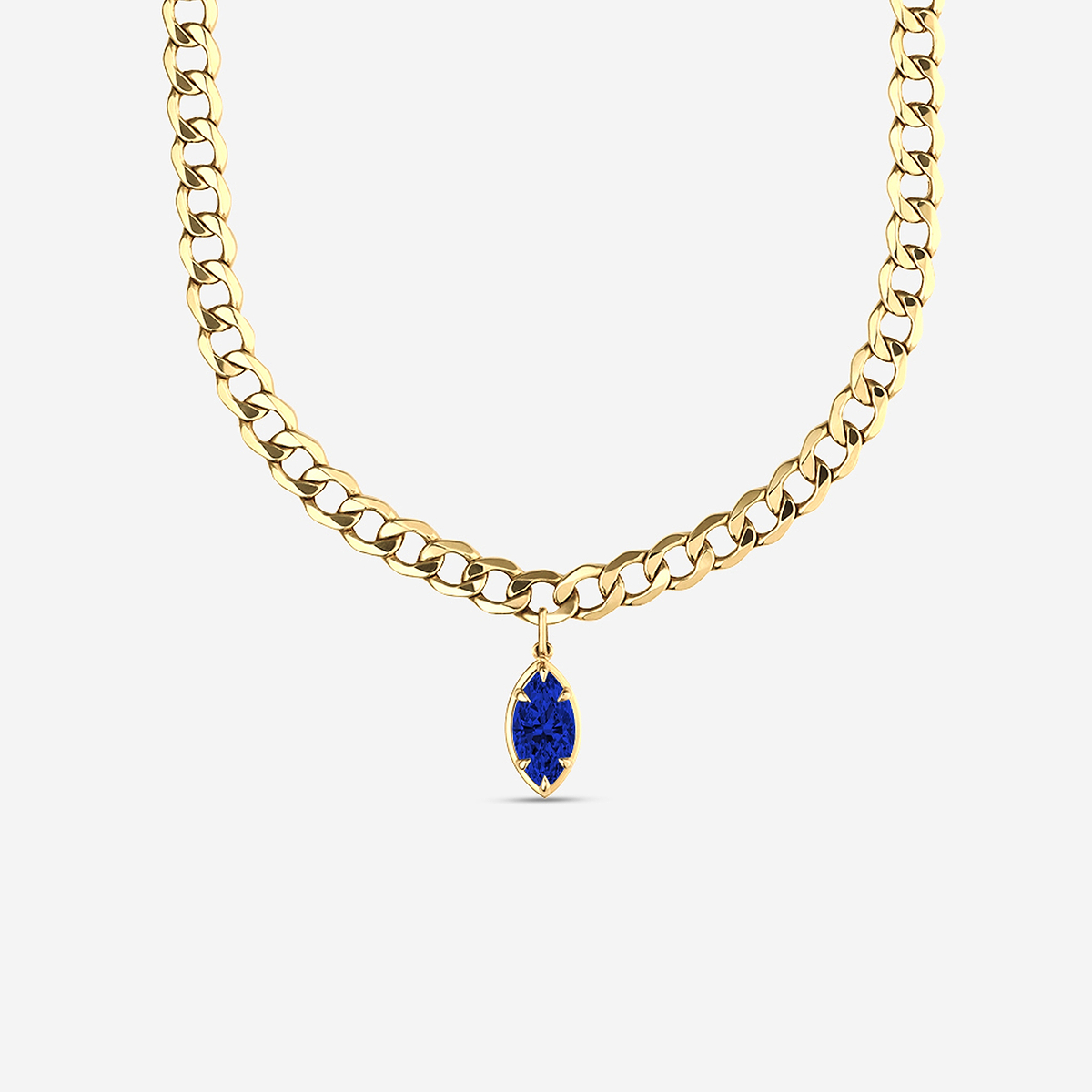 15x8 mm Marquise Cut Lab Grown Sapphire Solitaire Necklace