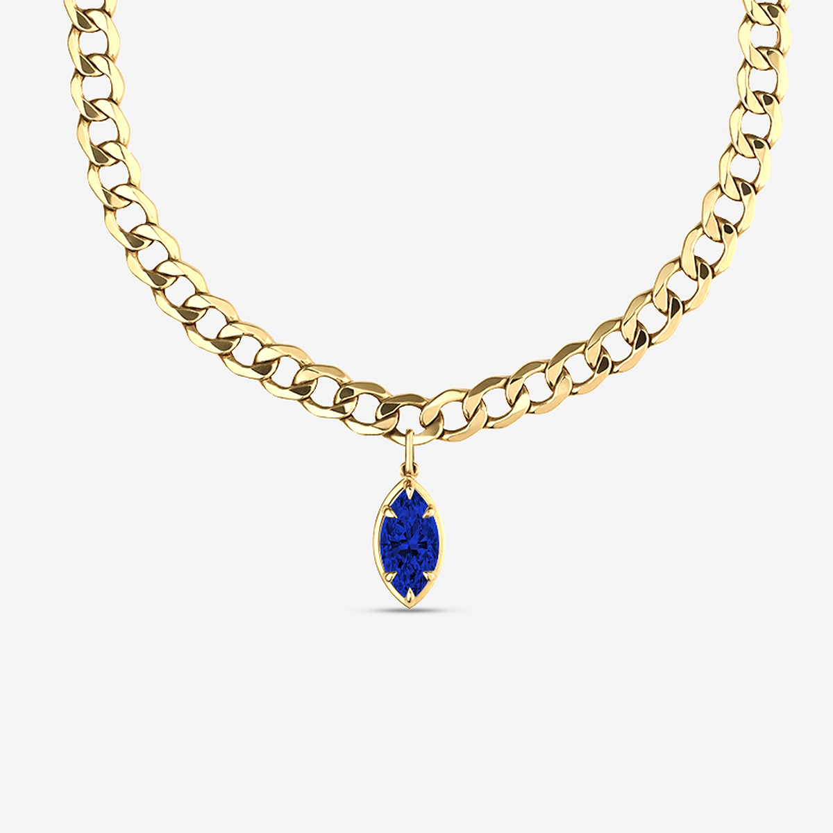 Additional Image 1 for  15x8 mm Marquise Cut Lab Grown Sapphire Solitaire Necklace