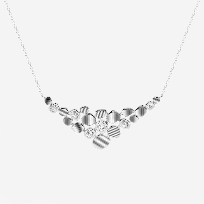 2 ctw Round Lab Grown Diamond Curved Center Fashion Necklace