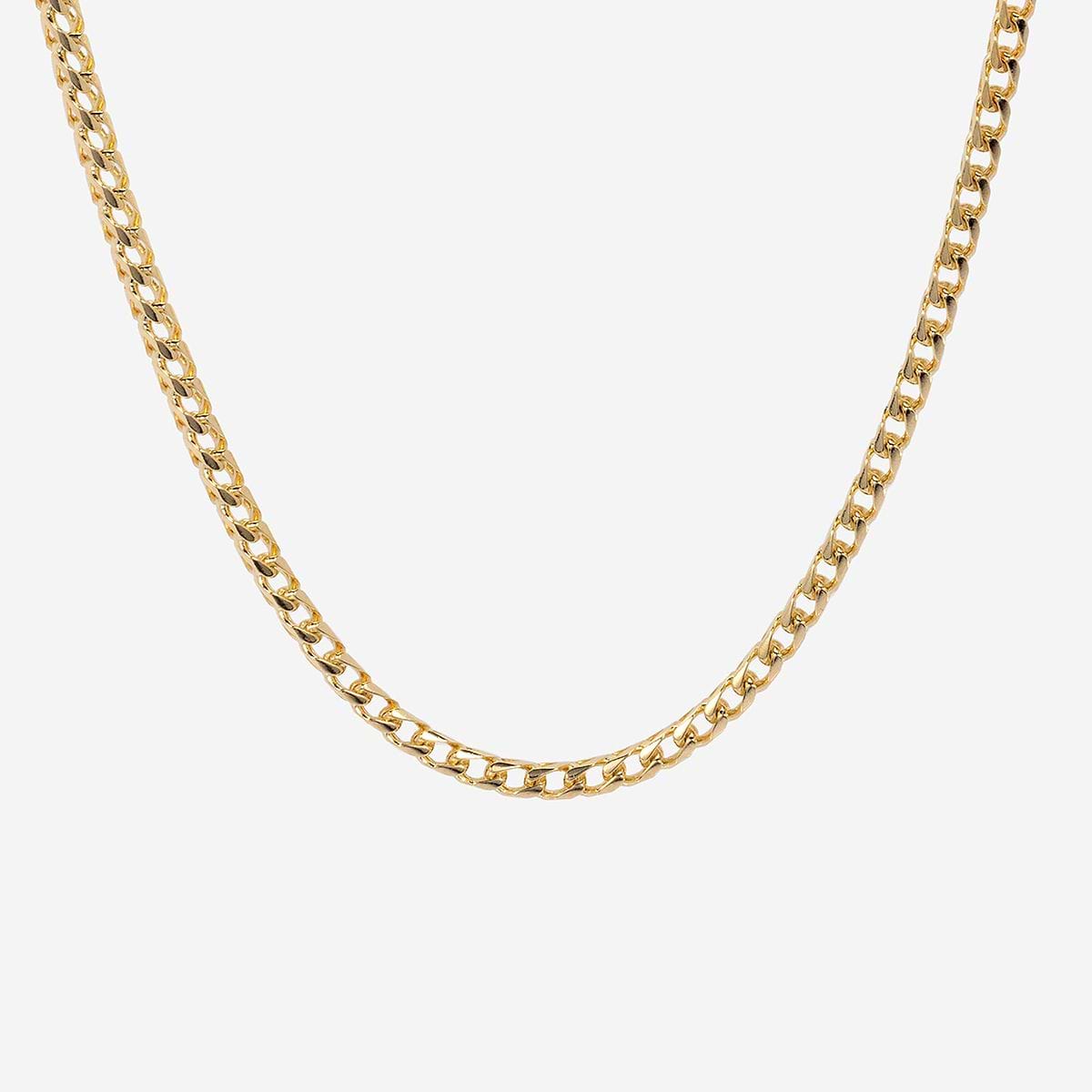 Plain Gold Solid Franco Link Necklace 14K Yellow Gold