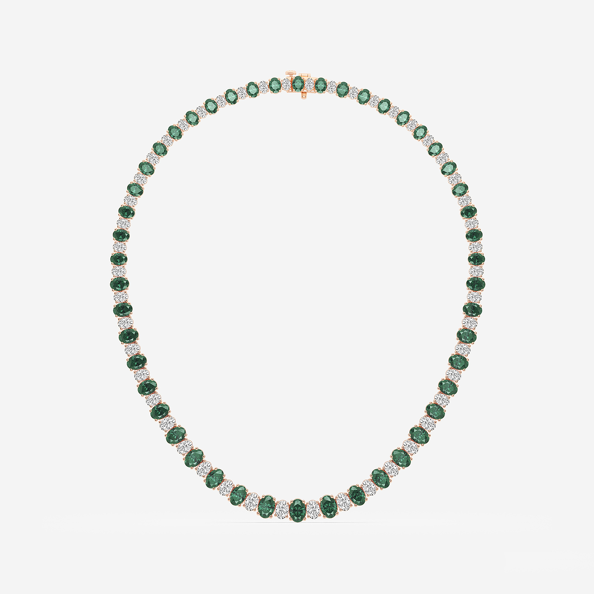 Additional Image 3 for  7.5x5.2 mm Oval Cut Created Emerald and 10 ctw Oval Lab Grown Diamond Graduated Necklace
