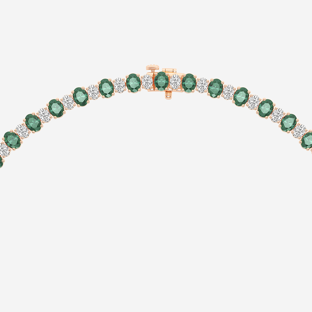 Additional Image 2 for  7.5x5.2 mm Oval Cut Created Emerald and 10 ctw Oval Lab Grown Diamond Graduated Necklace