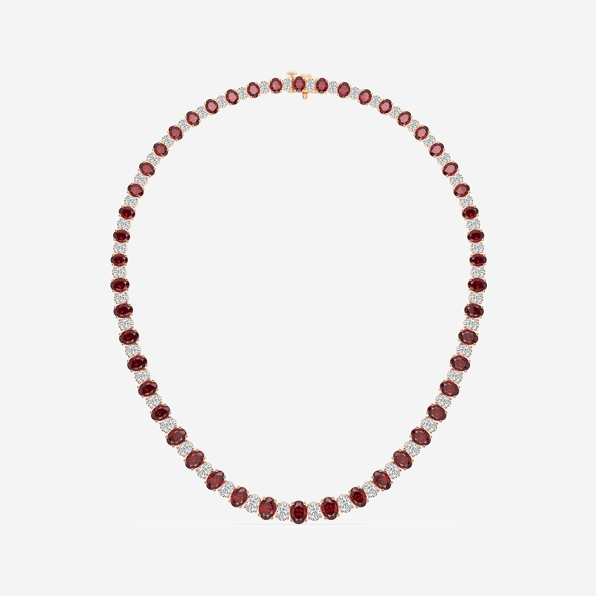 Additional Image 3 for  7.5x5.2 mm Oval Cut Created Ruby and 10 ctw Oval Lab Grown Diamond Graduated Necklace
