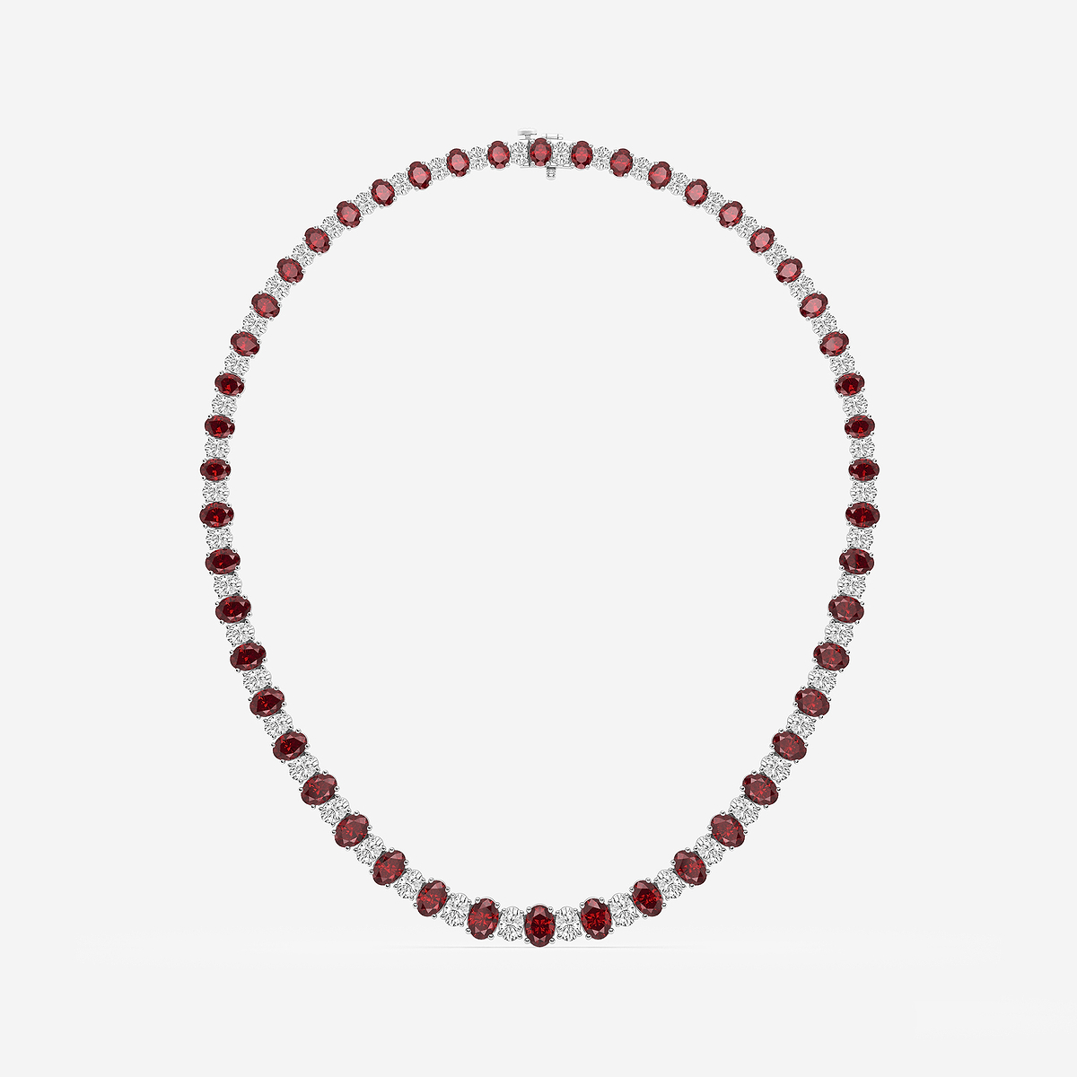 Additional Image 3 for  7.5x5.2 mm Oval Cut Created Ruby and 10 ctw Oval Lab Grown Diamond Graduated Necklace