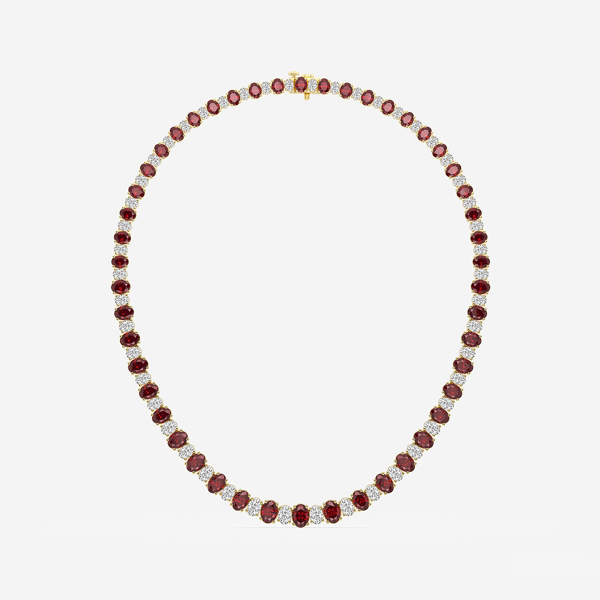 Additional Image 3 for  7.5x5.2 mm Oval Cut Created Ruby and 10 ctw Oval Lab Grown Diamond Graduated Necklace