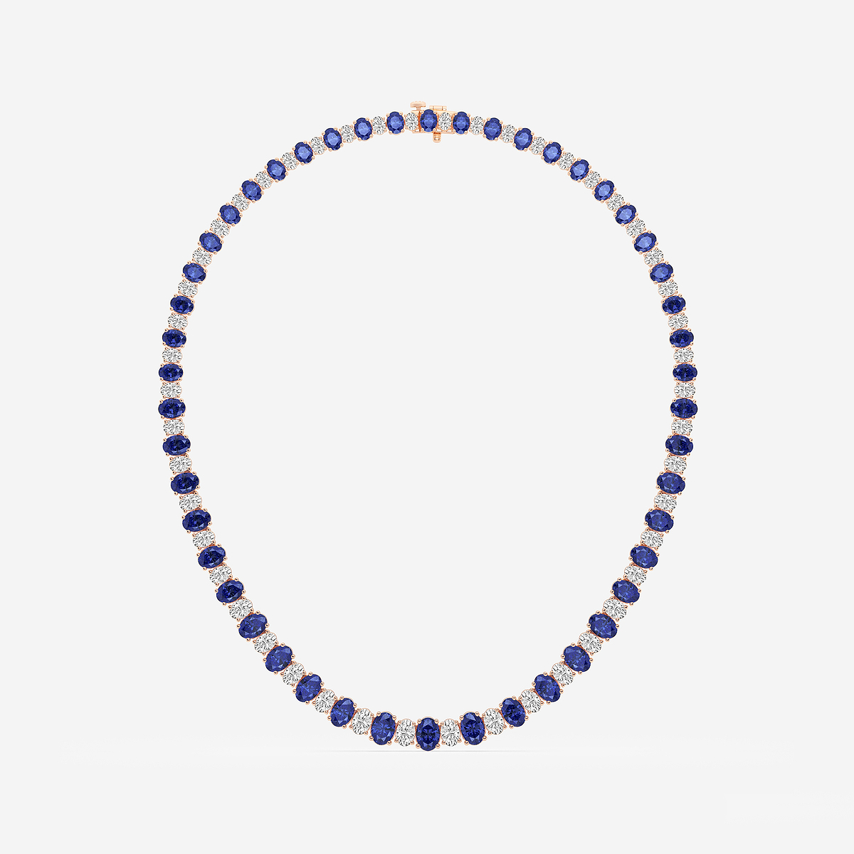 Additional Image 3 for  7.5x5.2 mm Oval Cut Created Sapphire and 10 ctw Oval Lab Grown Diamond Graduated Necklace