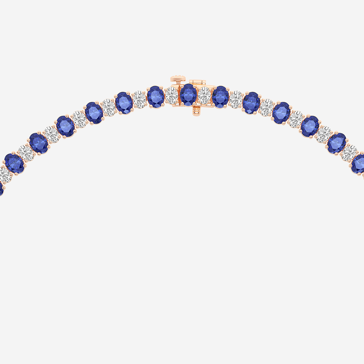Additional Image 2 for  7.5x5.2 mm Oval Cut Created Sapphire and 10 ctw Oval Lab Grown Diamond Graduated Necklace