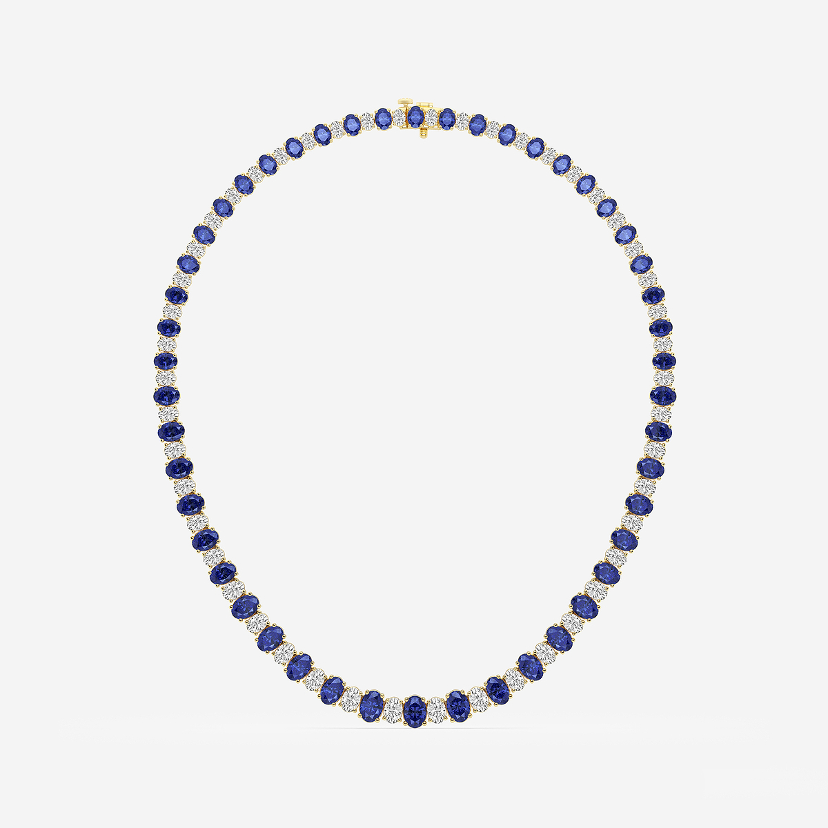 Additional Image 3 for  7.5x5.2 mm Oval Cut Created Sapphire and 10 ctw Oval Lab Grown Diamond Graduated Necklace