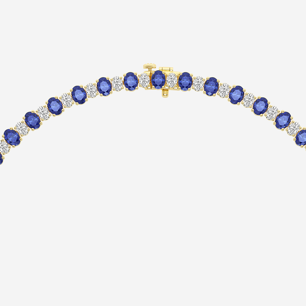 Additional Image 2 for  7.5x5.2 mm Oval Cut Created Sapphire and 10 ctw Oval Lab Grown Diamond Graduated Necklace
