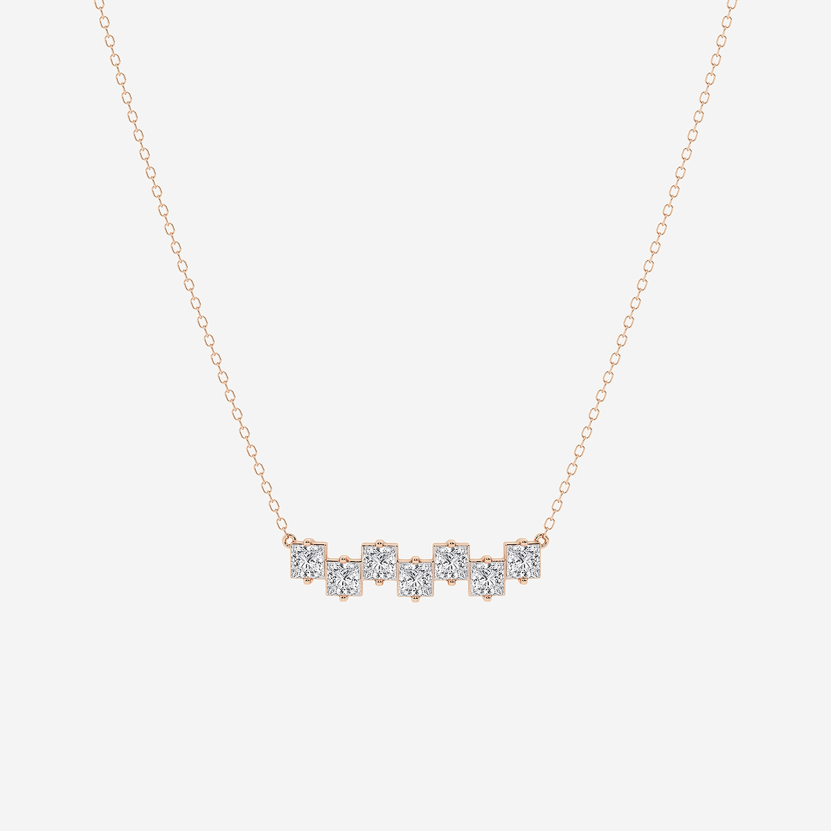 1 3/4 ctw Princess Lab Grown Diamond Stagger Seven Stone Pendant