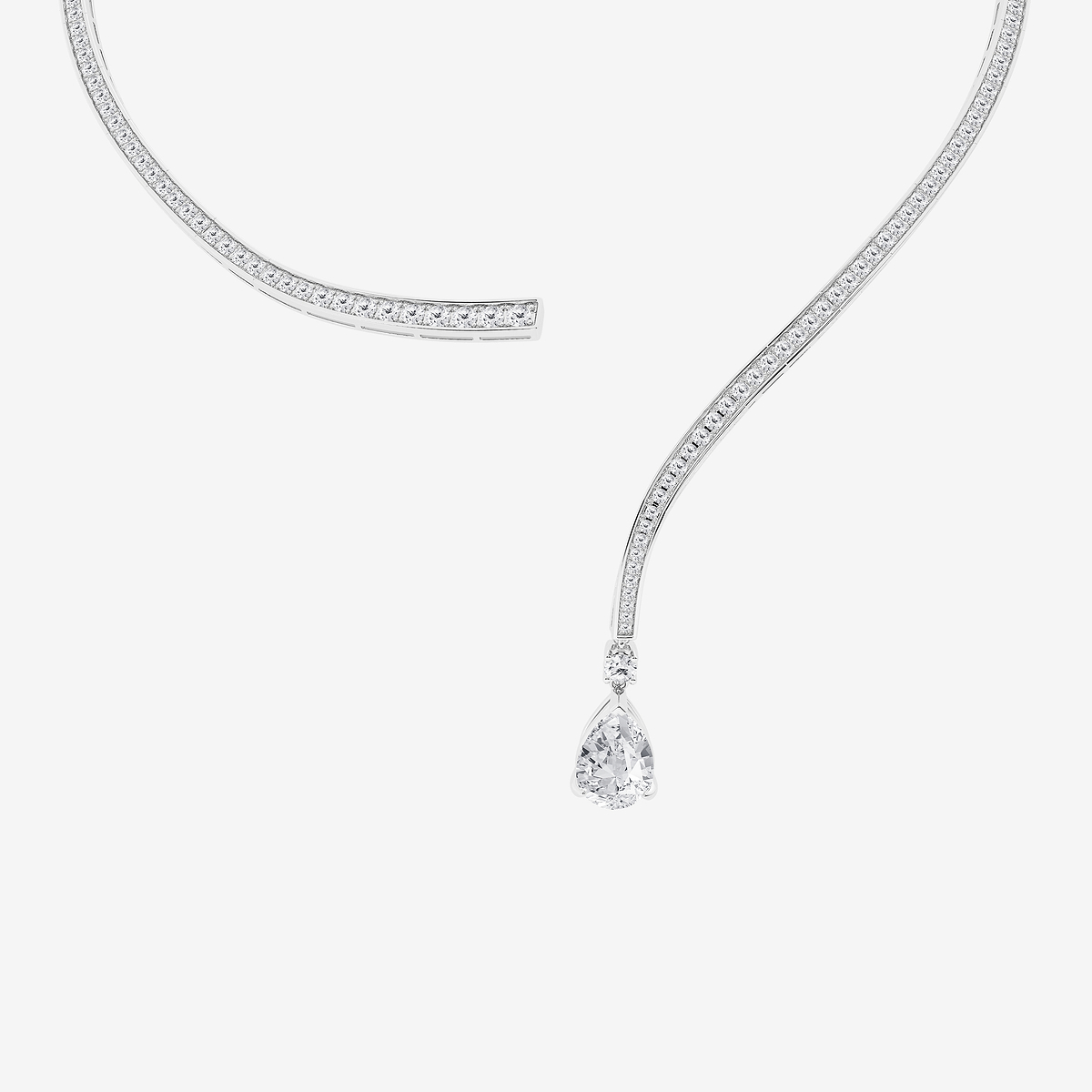 13 ctw Pear Lab Grown Diamond Pave Curve Drop Necklace