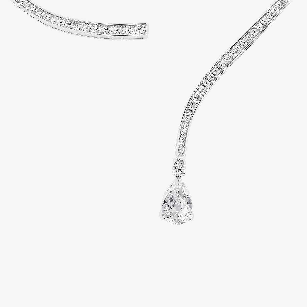 Additional Image 1 for  13 ctw Pear Lab Grown Diamond Pave Curve Drop Necklace