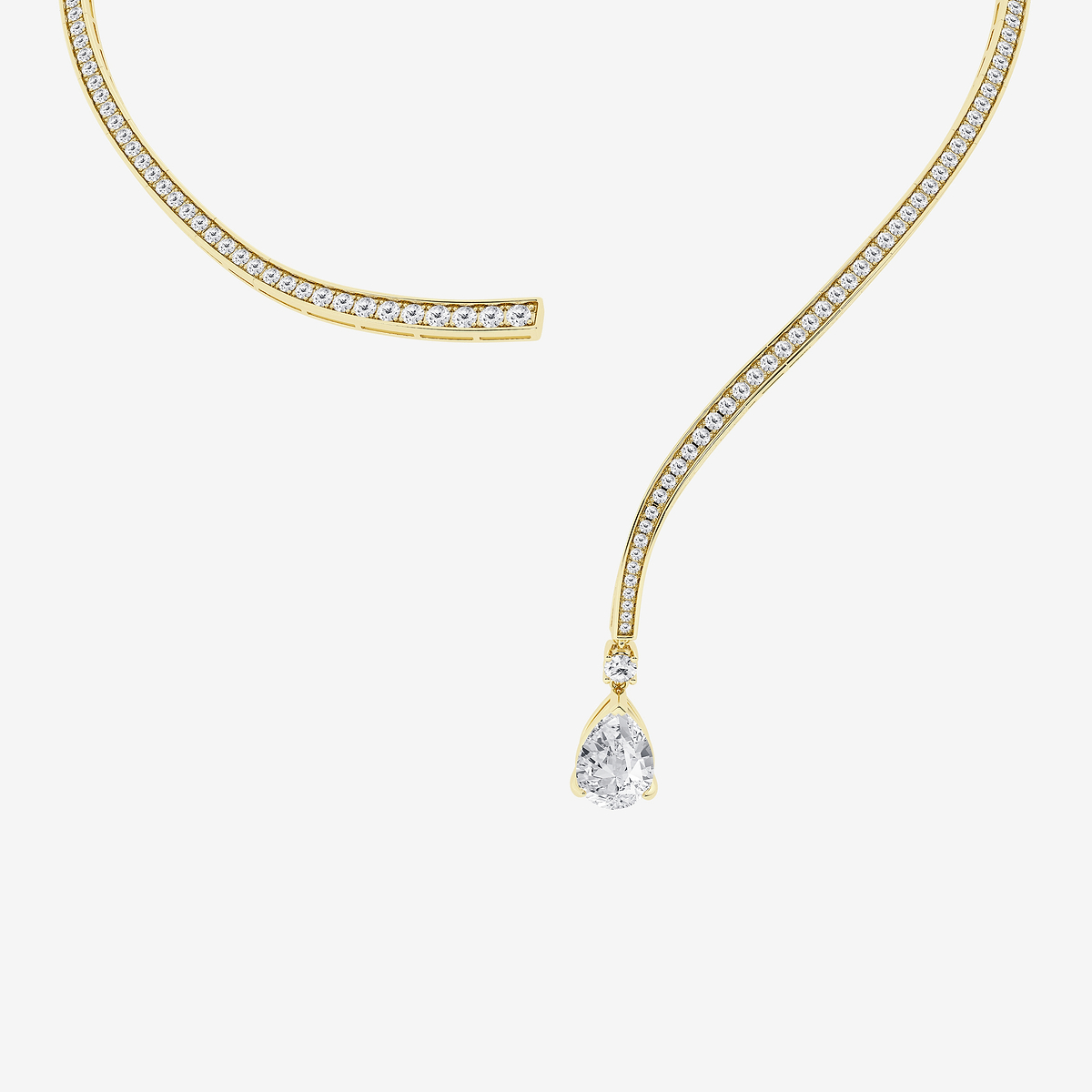 13 ctw Pear Lab Grown Diamond Pave Curve Drop Necklace