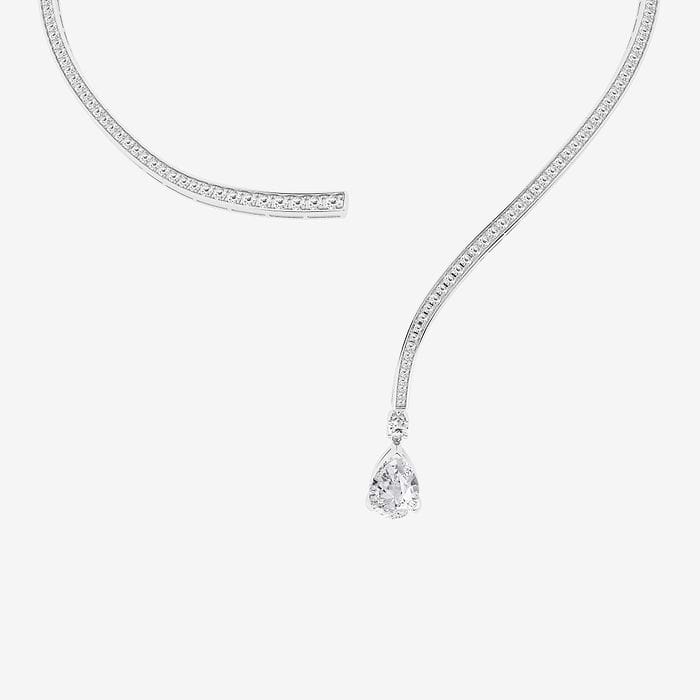 Pear Pave Curve Drop Fashion Necklace