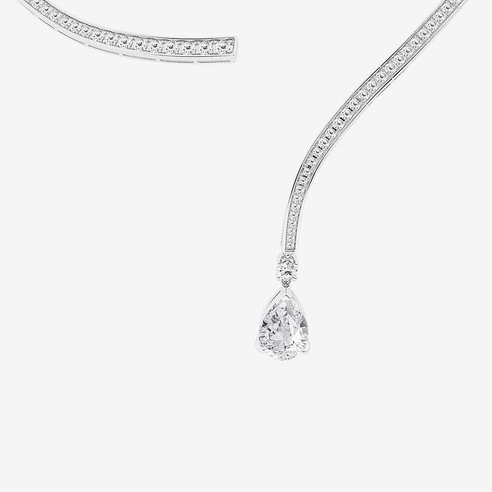 Pear Pave Curve Drop Fashion Necklace