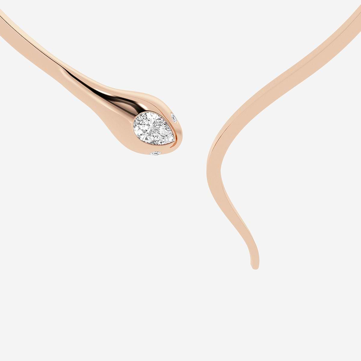 3 7/8 ctw Curve Serpent Choker Necklace 14K Rose Gold, F, VS2