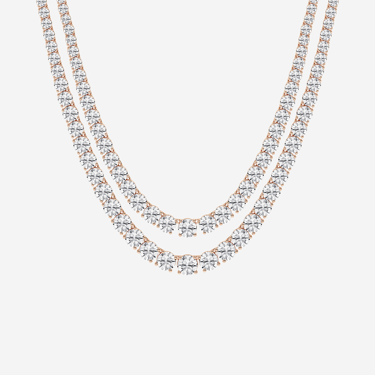 40 ctw Round Lab Grown Diamond Double Row Tennis Necklace