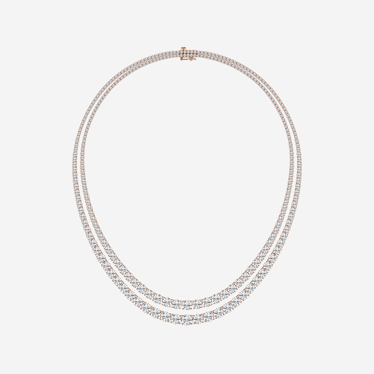 Additional Image 3 for  40 ctw Round Lab Grown Diamond Double Row Tennis Necklace