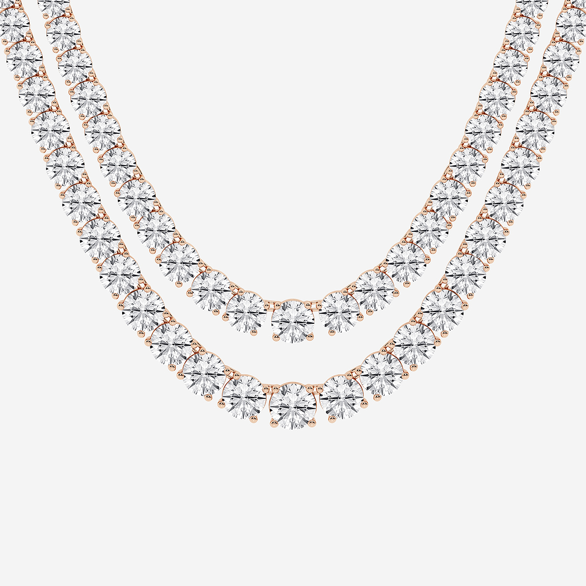 Additional Image 1 for  40 ctw Round Lab Grown Diamond Double Row Tennis Necklace