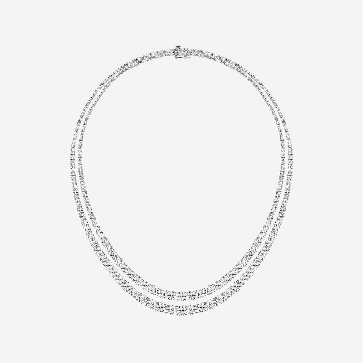 40 ctw Round Lab Grown Diamond Double Row Tennis Necklace