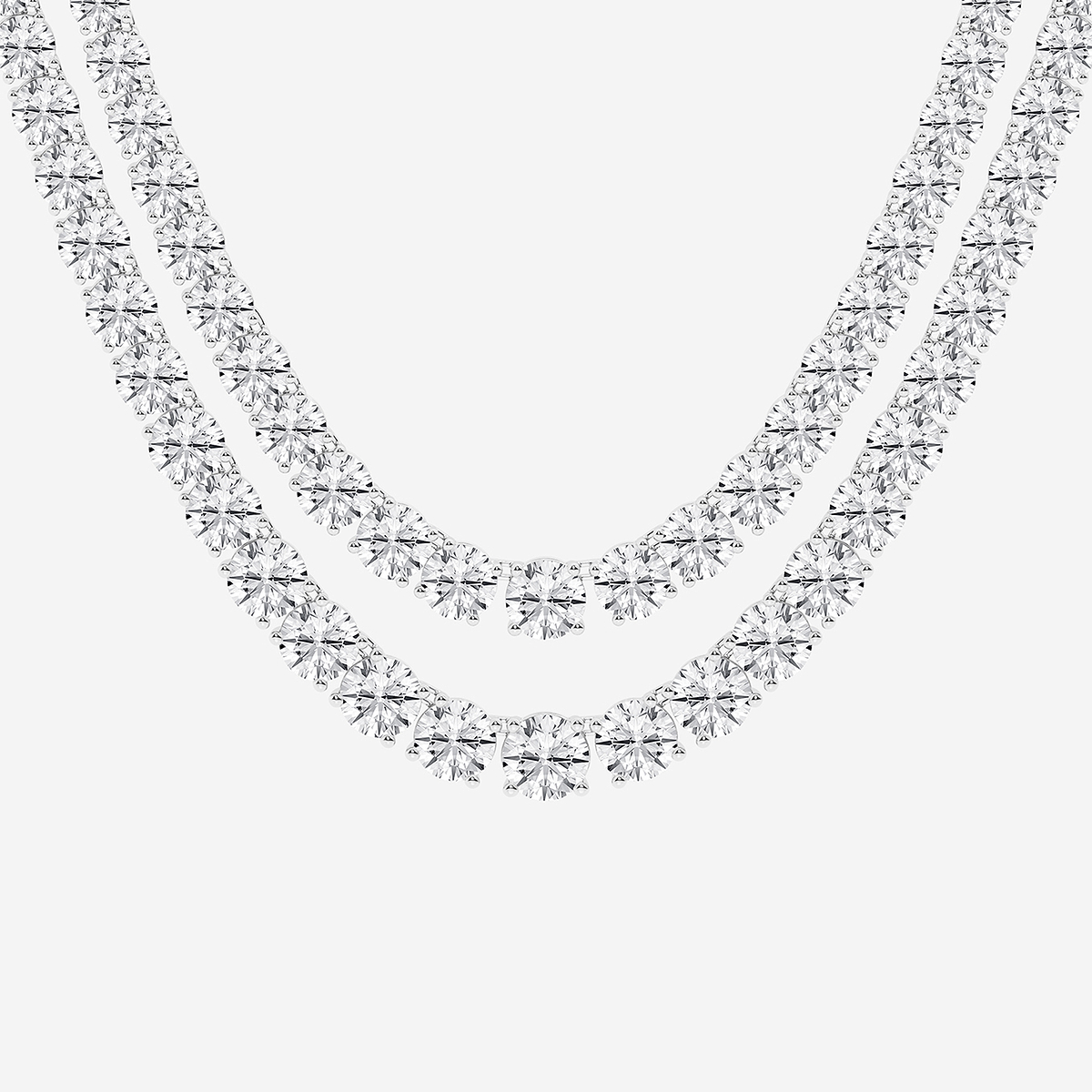 Additional Image 1 for  40 ctw Round Lab Grown Diamond Double Row Tennis Necklace
