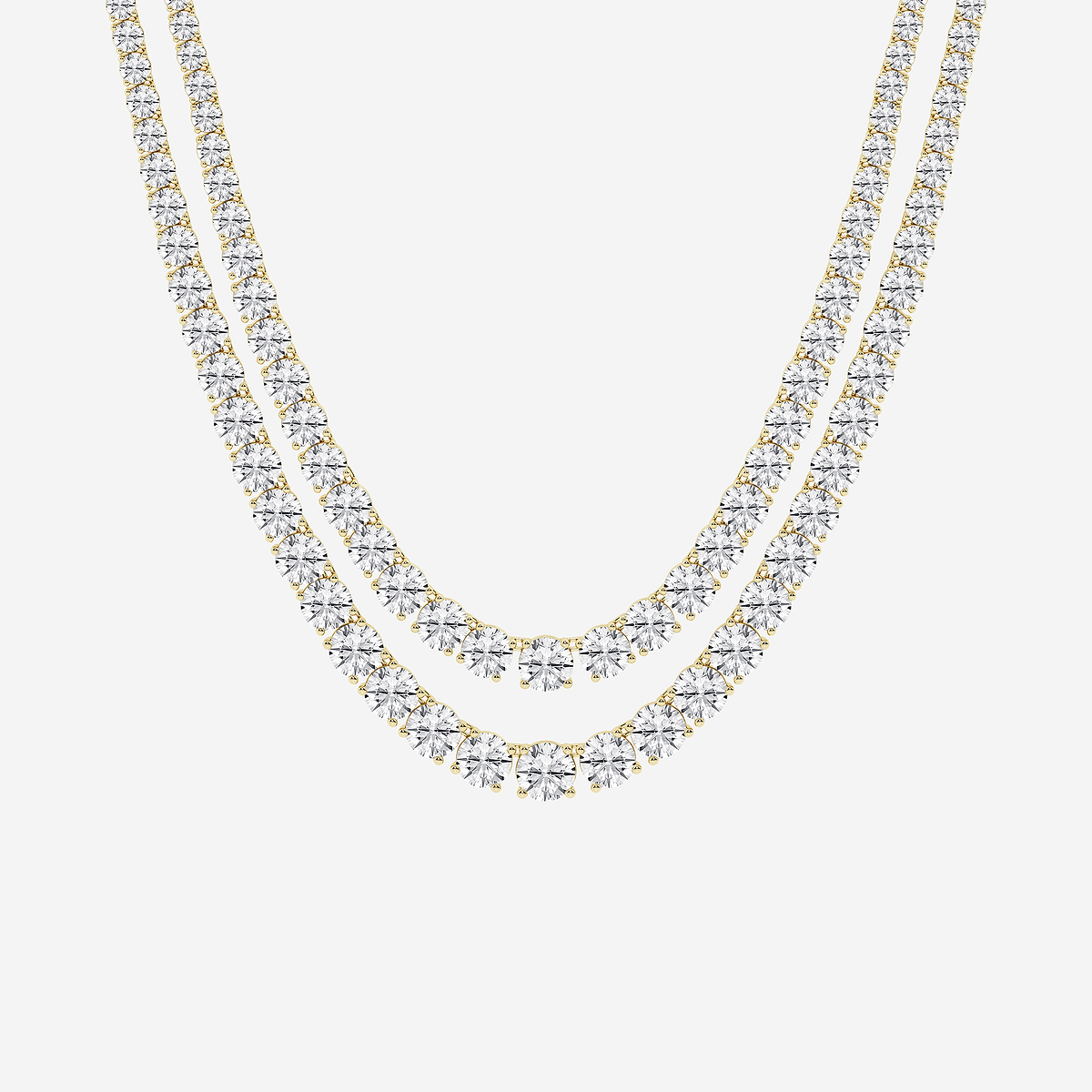 40 ctw Round Lab Grown Diamond Double Row Tennis Necklace